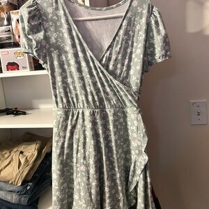 No Boundaries Light Green Floral Midi Dress